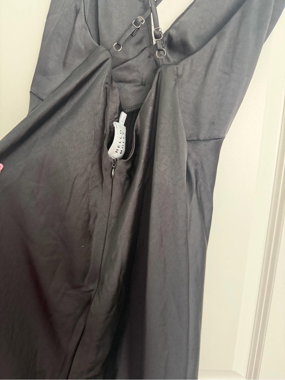 Hello Molly sleek night satin midi dress black Size Large - Picture 9 of 10